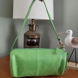 Tignanello Green Snakeskin Leather Shoulder Mini Bag